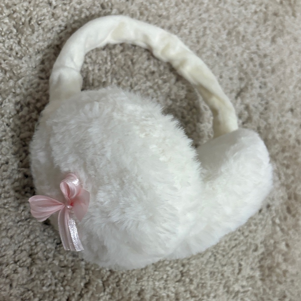 Fax Fur White and Pink Earmuffs!